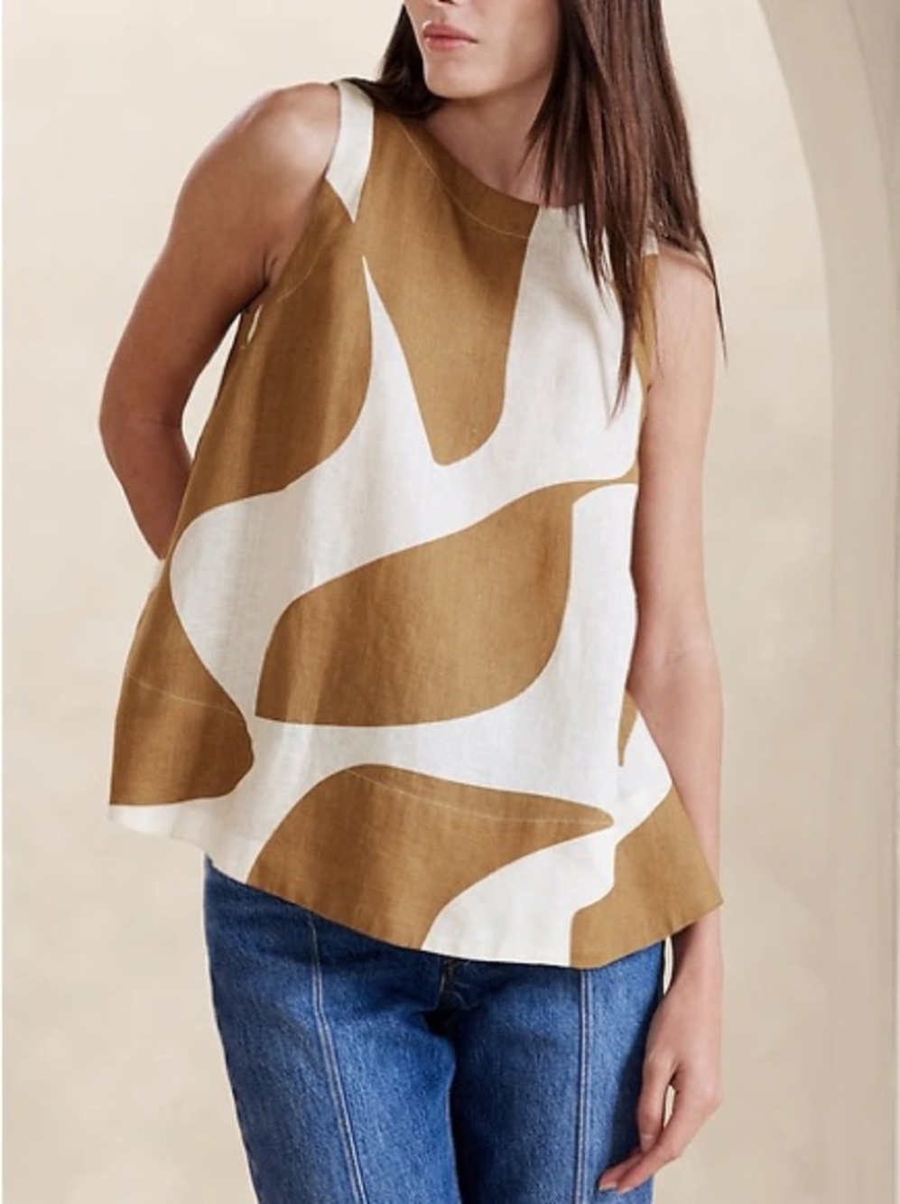 NWT Banana Republic Ava Linen Tank Giraffe Print Size Small NEW